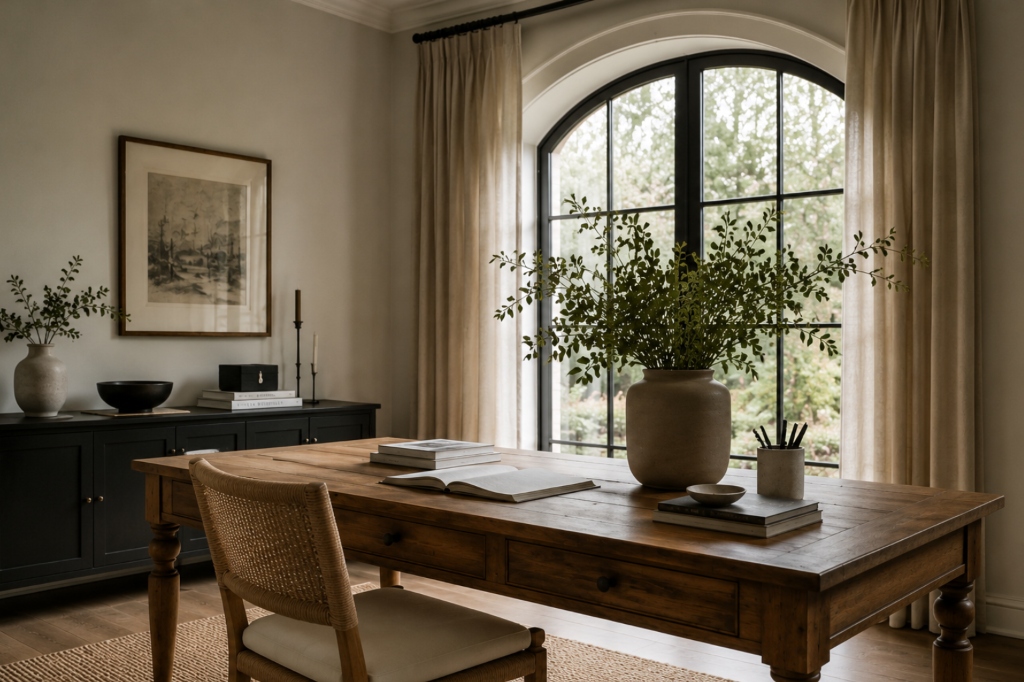 Aesthetic styled home workspace