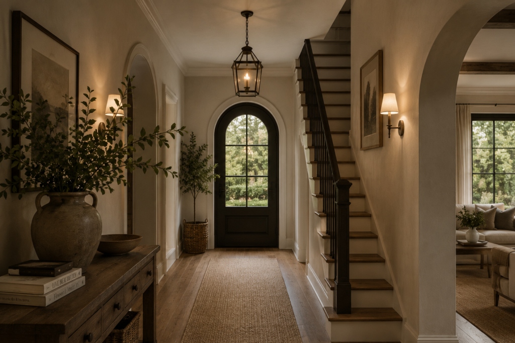 Elegant hallway entrance with staircase